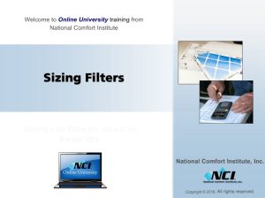 Sizing Filters Online Training